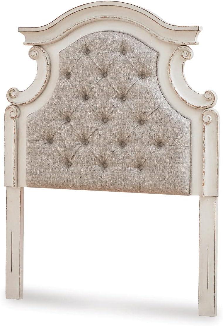 Twin Realyn Upholstered Panel Headboard Beige - Signature Design by Ashley: Vintage Style, Tufted, Wood Frame Mounted