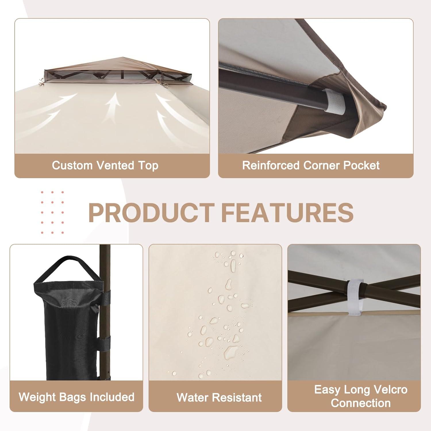 EAGLE PEAK Pop up Patio Gazebo 13 Ft. W x 13 Ft. D Metal Patio