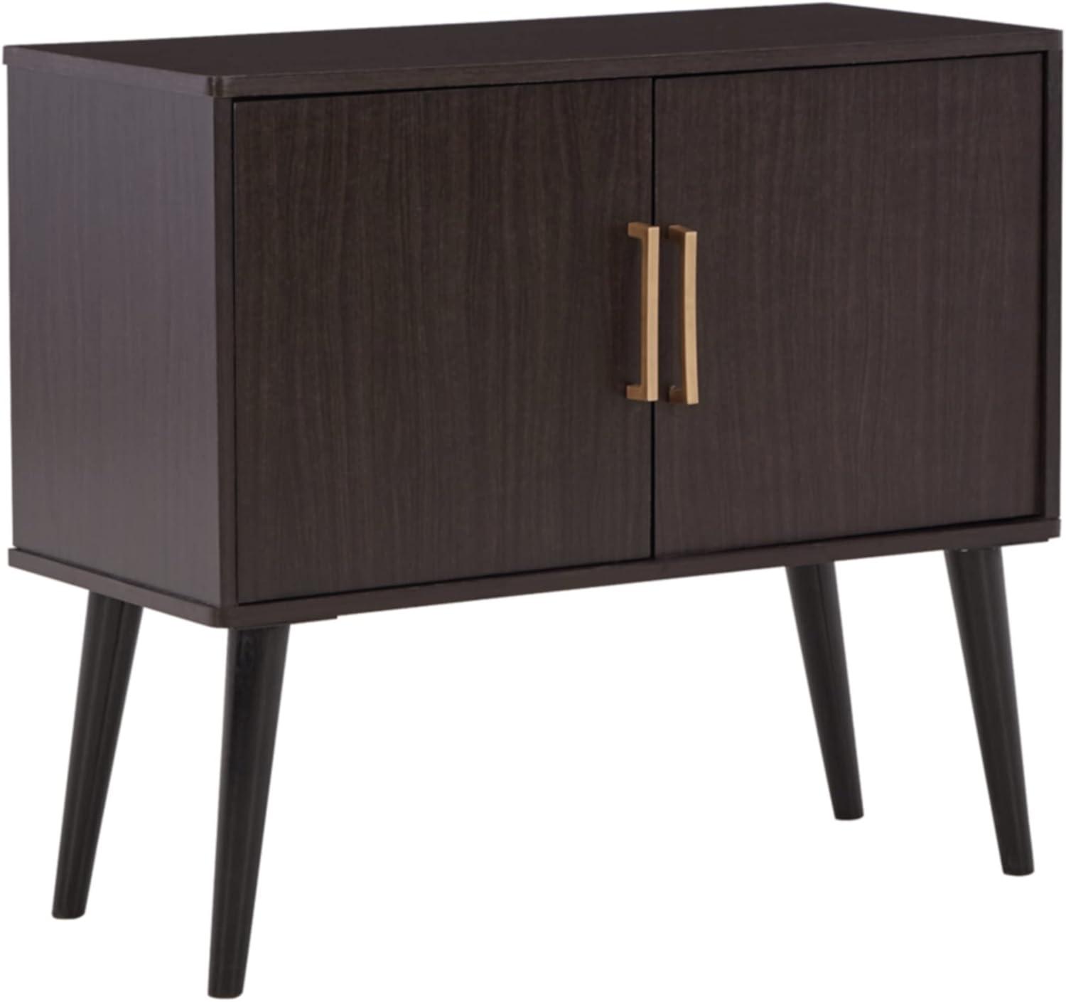 Dark Brown Mid Century Modern Accent Cabinet with Adjustable Shelves