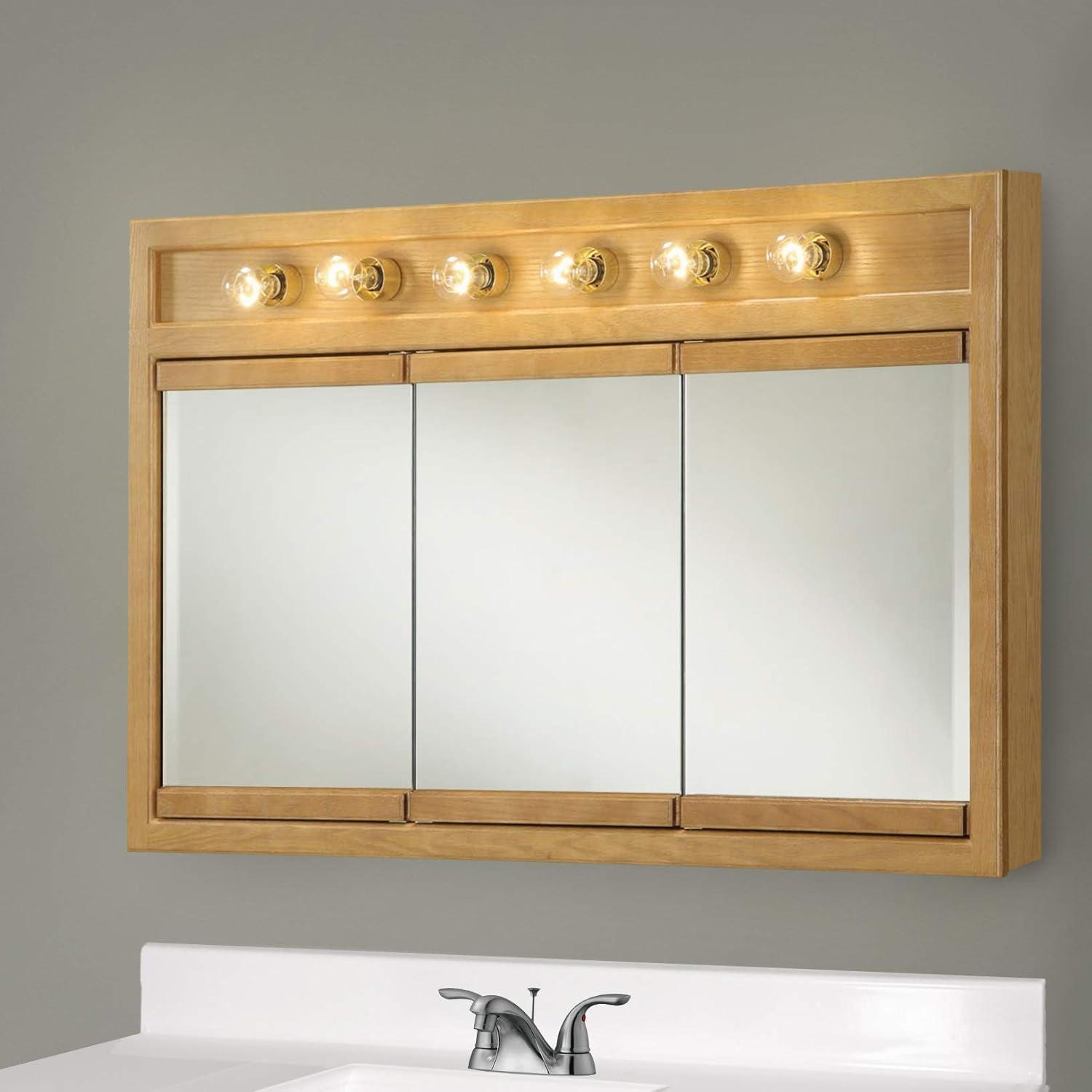 Richland 48-Inch Lighted Wood Medicine Cabinet in Nutmeg Oak