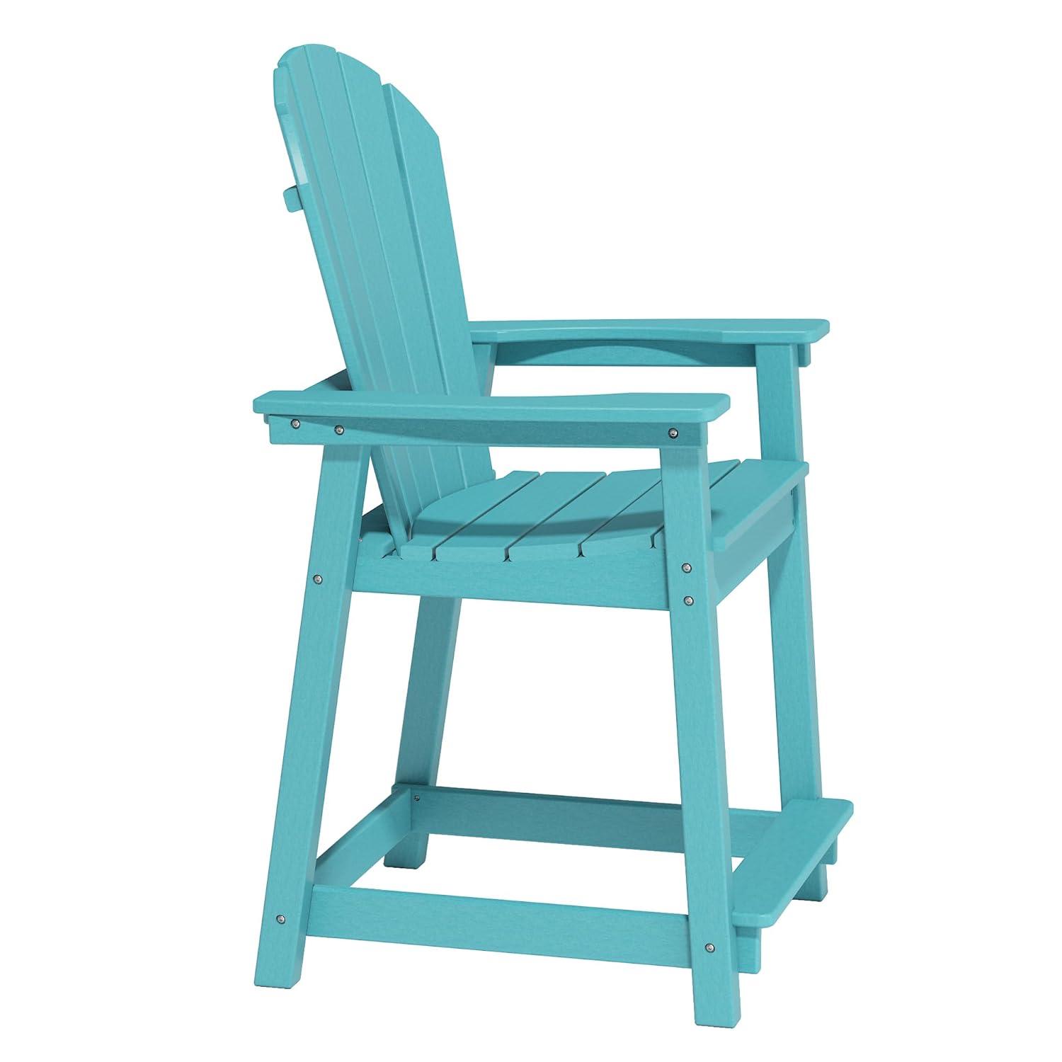 Outdoor Tall Adirondack Chair, Patio Bar Stool Chair with High Back, 400lbs, Widened Arms, All-Weather Balcony Chair for Backyard, Garden, Yard (1 PC)