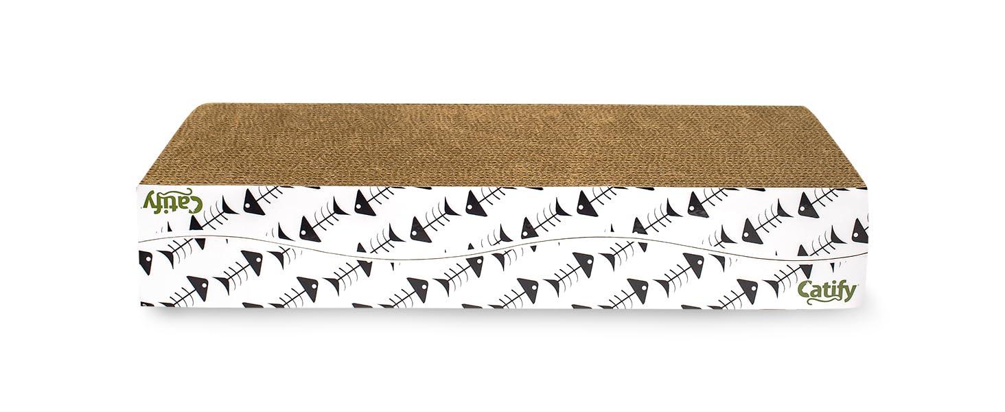 Best Pet Supplies Corrugated Reversible Cardboard Cat Scratcher, Lounger, and Fun Interactive Scratching Boards, Claw Safe, Durable, Natural Recycled Materials, Supports Active Play