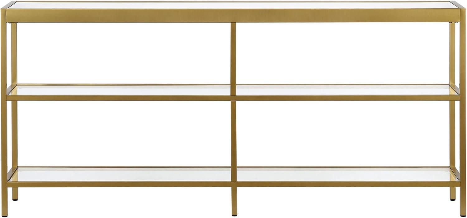 Evelyn&Zoe Alexis 64" Wide Rectangular Console Table, Brass