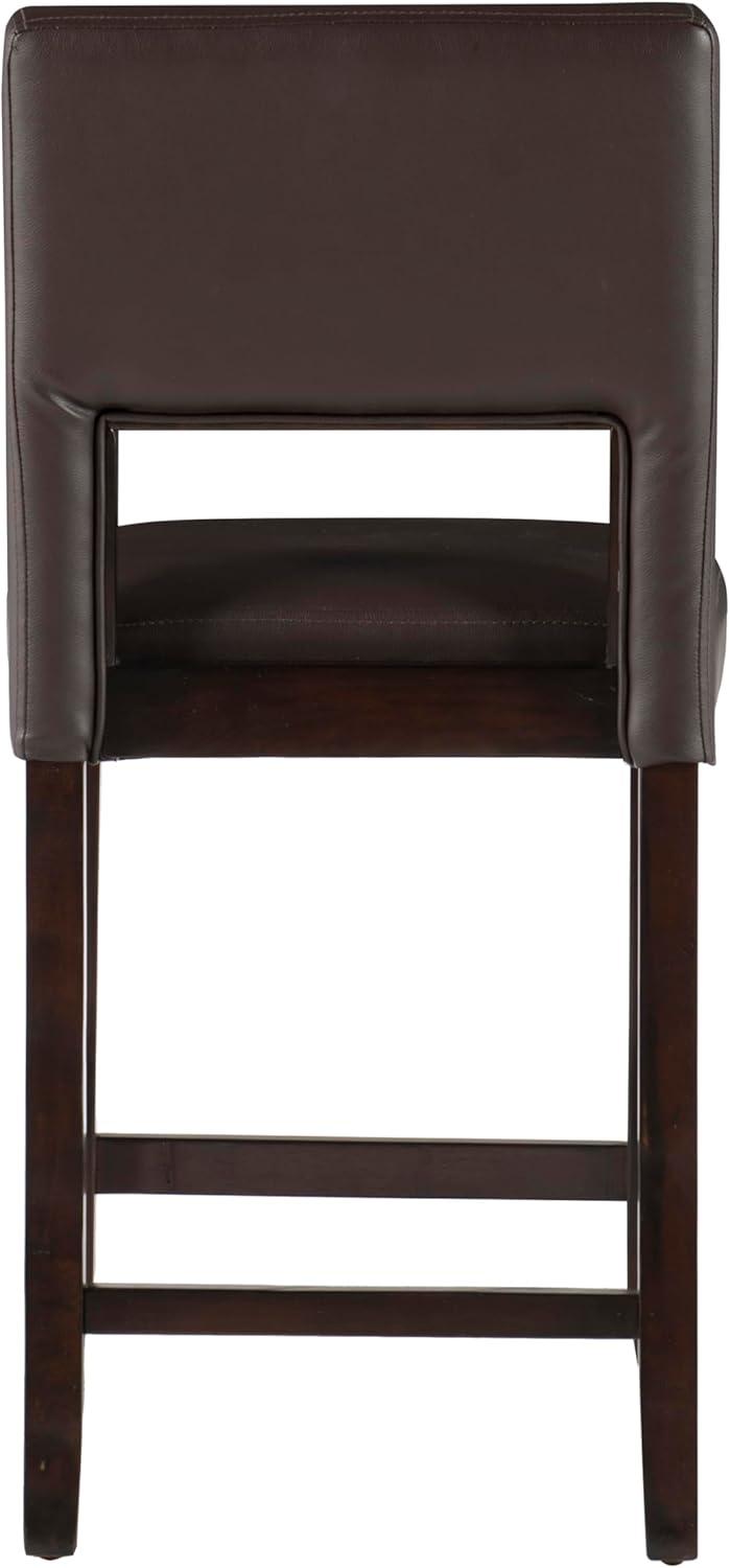 24" Vega Padded Counter Height Barstool with Ergonomic Footrest & Espresso Finish - Linon