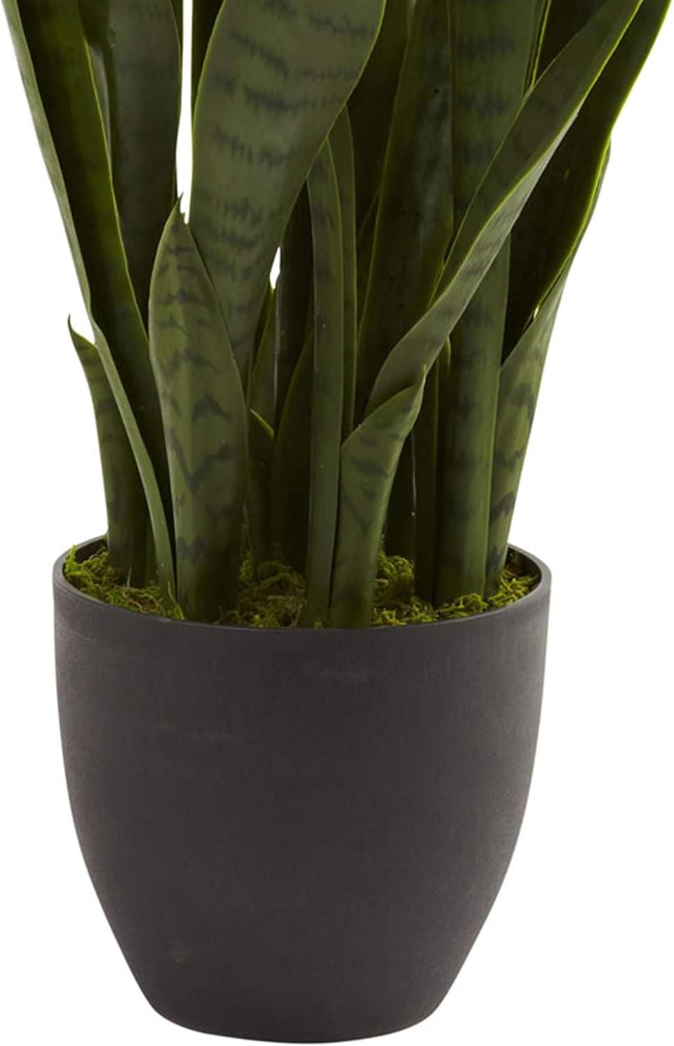 Nearly Natural 35" Sansevieria Artificial Plant in Plastic Planter, Green