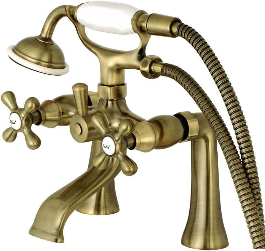 Kingston Brass Kingston Three-Handle 2-Hole Deck Mount Clawfoot Tub Faucet with Hand Shower