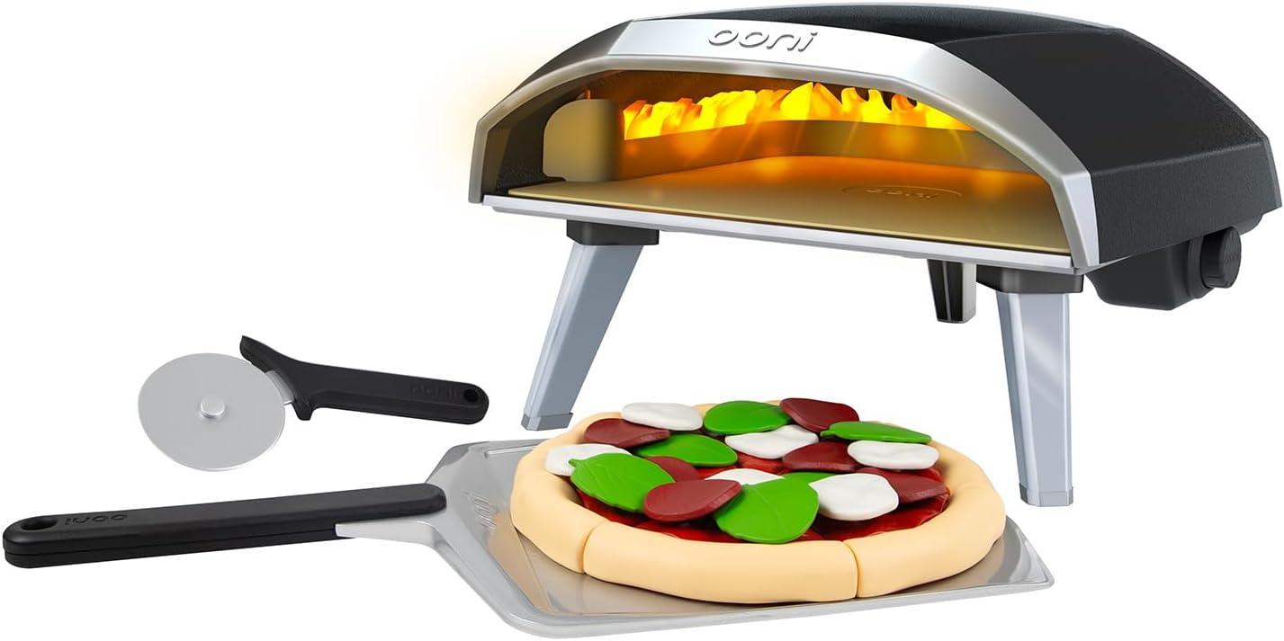 Miniature Black and Silver Toy Pizza Oven with Accessories