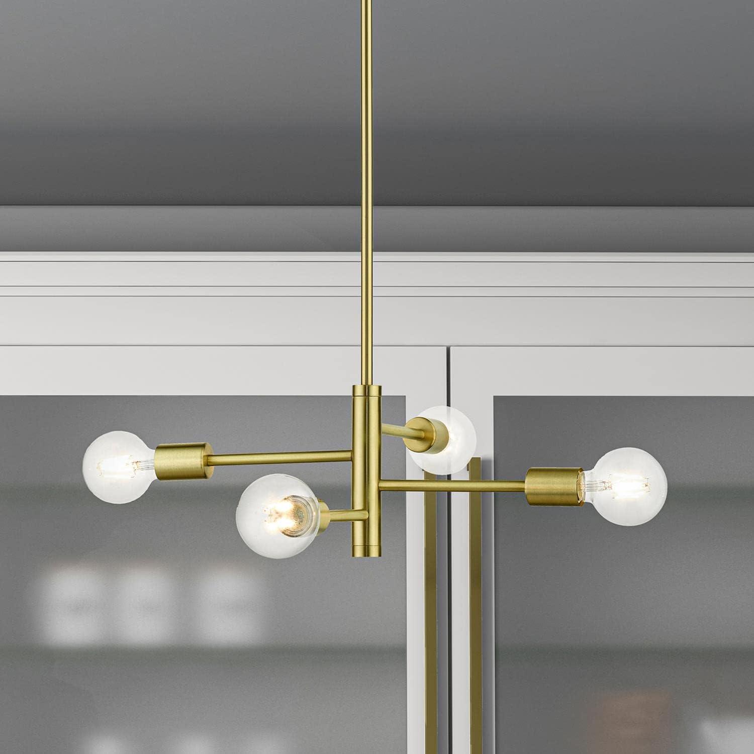 Satin Brass Mini 4-Light Asymmetrical Chandelier