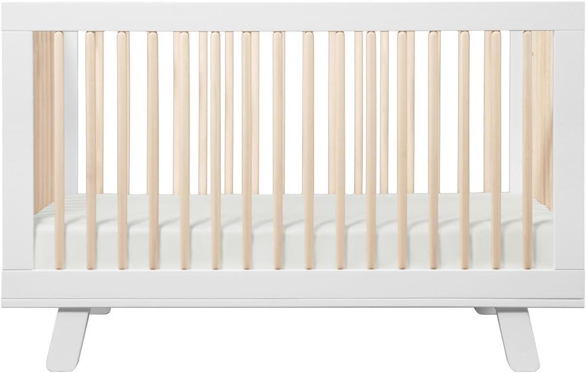 Babyletto Hudson Washed Natural Wood 3-in-1 Convertible Baby Crib with Toddler Bed Conversion Kit