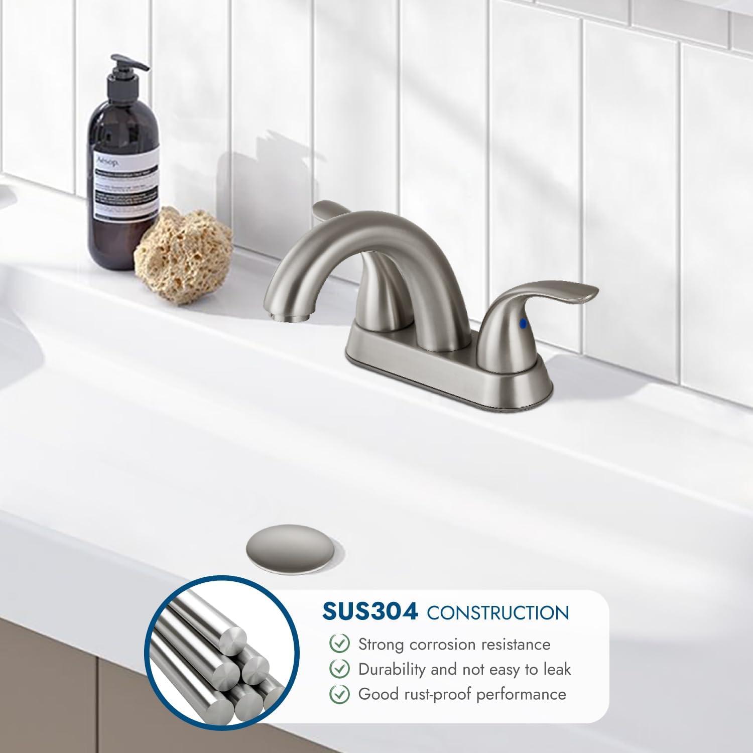 1.2 Flow Centerset Bathroom Sink Faucet with Drain