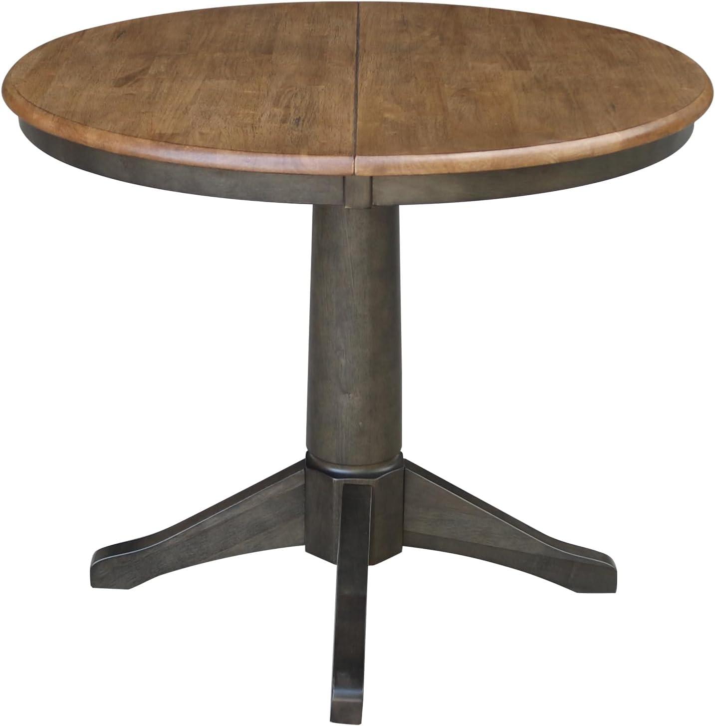 International Concepts 36" round top ped table with 12" leaf - 30.1"h - dining height