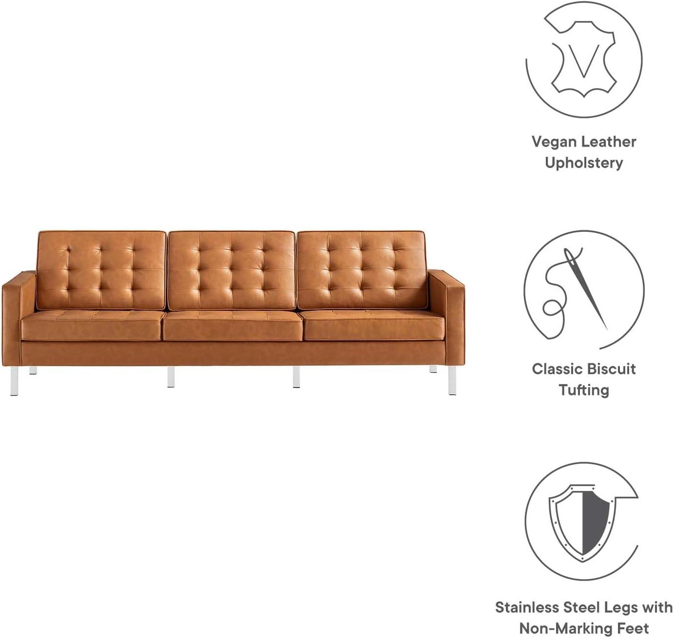 Loft Tufted Vegan Leather Sofa by Modway