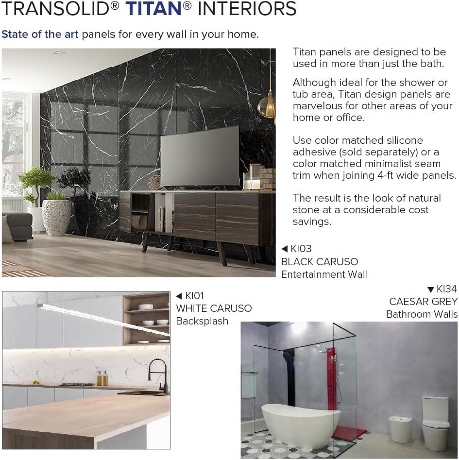 Titan 60" x 36" x 96" White Marble Glossy Shower Wall Kit