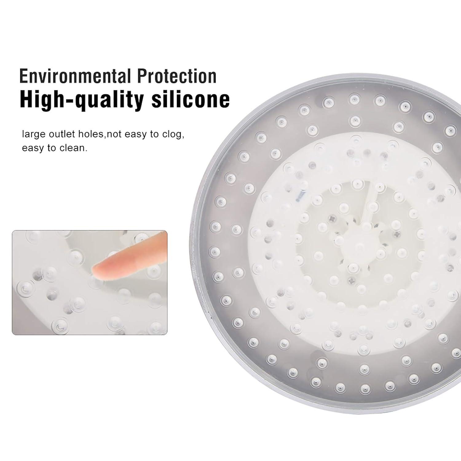 Rain Shower Head, 8" inch Round LED Shower with 3 Color Temperature Controlled Lights Changing automatically Water Rainfall High-Pressure Bathroom Shower Head