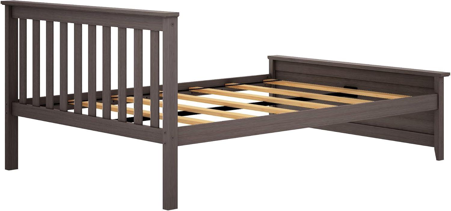 Max & Lily Twin Bed Frame with Headboard, Solid Wood Platform Bed for Kids, Clay