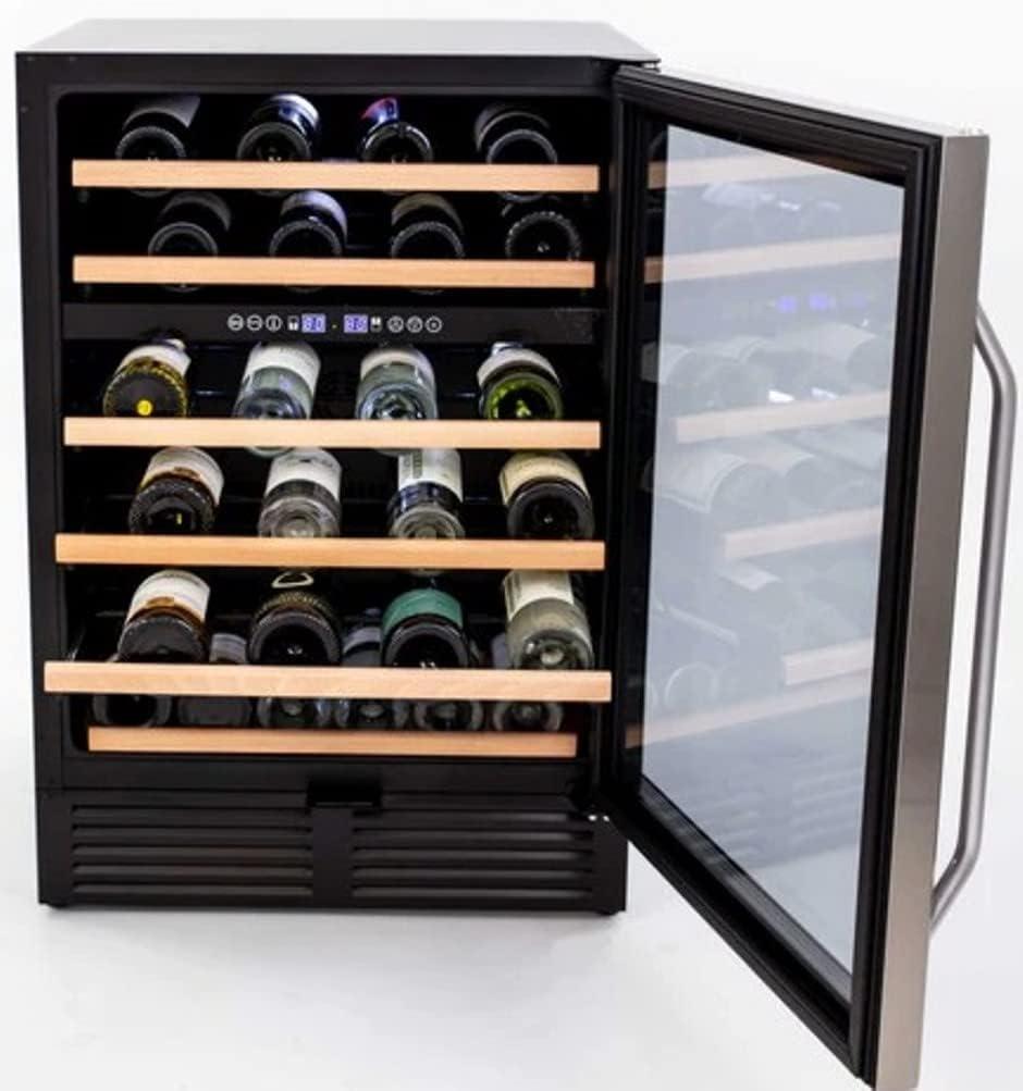 Silver Dual-Zone 49-Bottle Wine Cooler with Glass Door