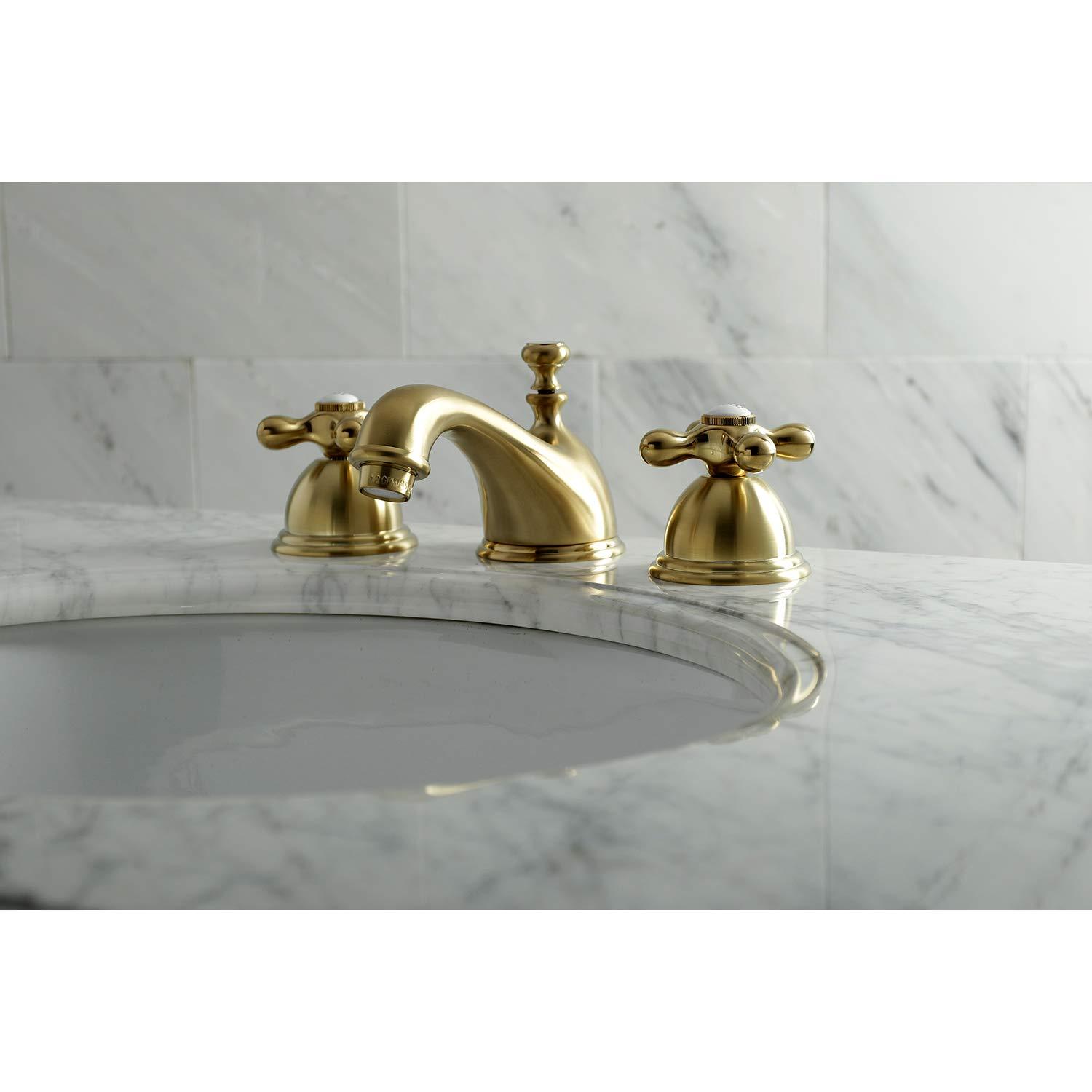 Kingston Brass Kingston Brass Duchess Two-Handle 3-Hole Deck Mount Widespread Bathroom Faucet with Brass Pop-Up Drain KS3967AX