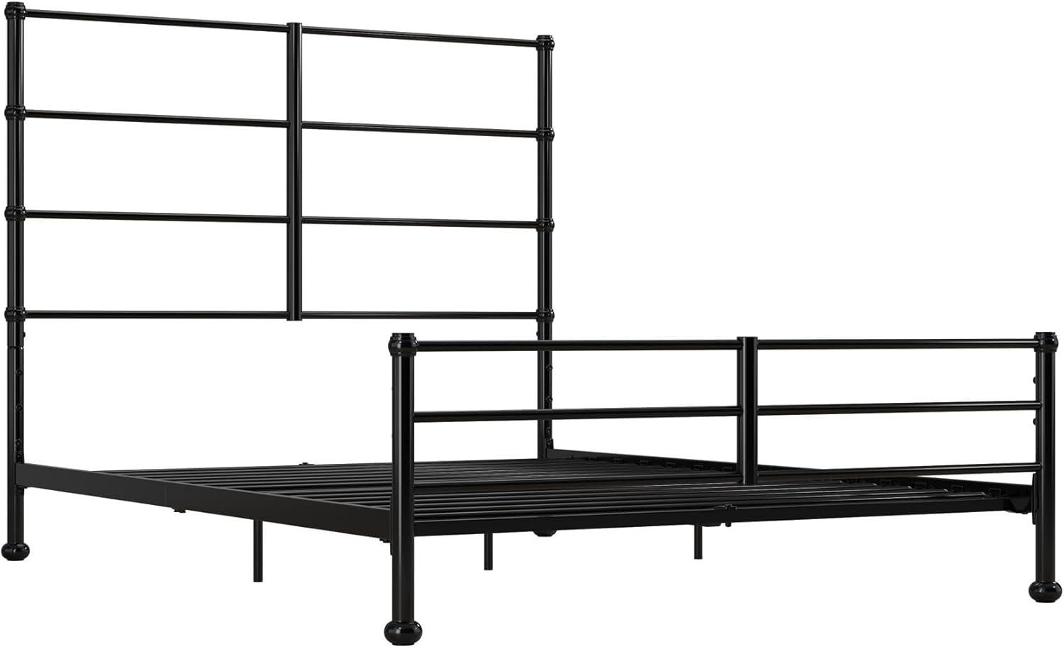 Mr. Kate Mackenzie Metal Platform Bed Frame with 3 Adjustable Mattress Heights Black