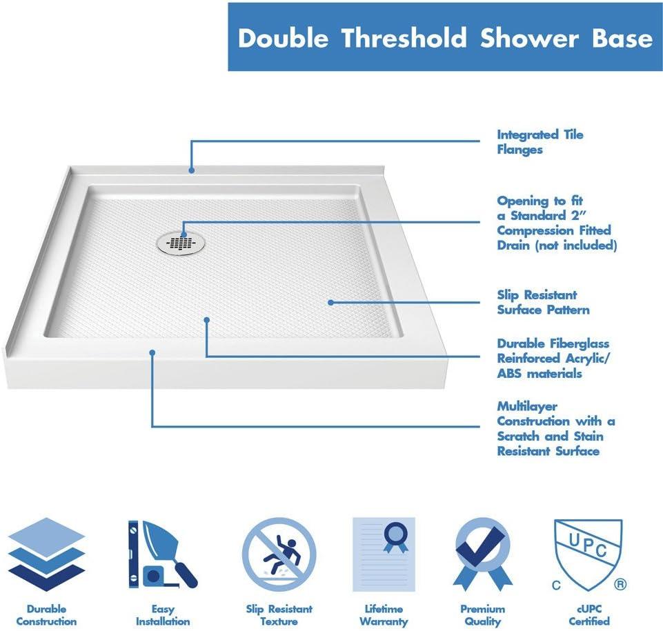 Cornerview 36" x 74.75" Framed Square Sliding Shower Enclosure with Base Included