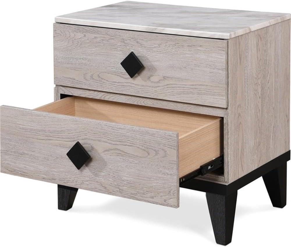 Adore Decor Micah Modern Square Nightstand End Table with 2 Drawers, Beige