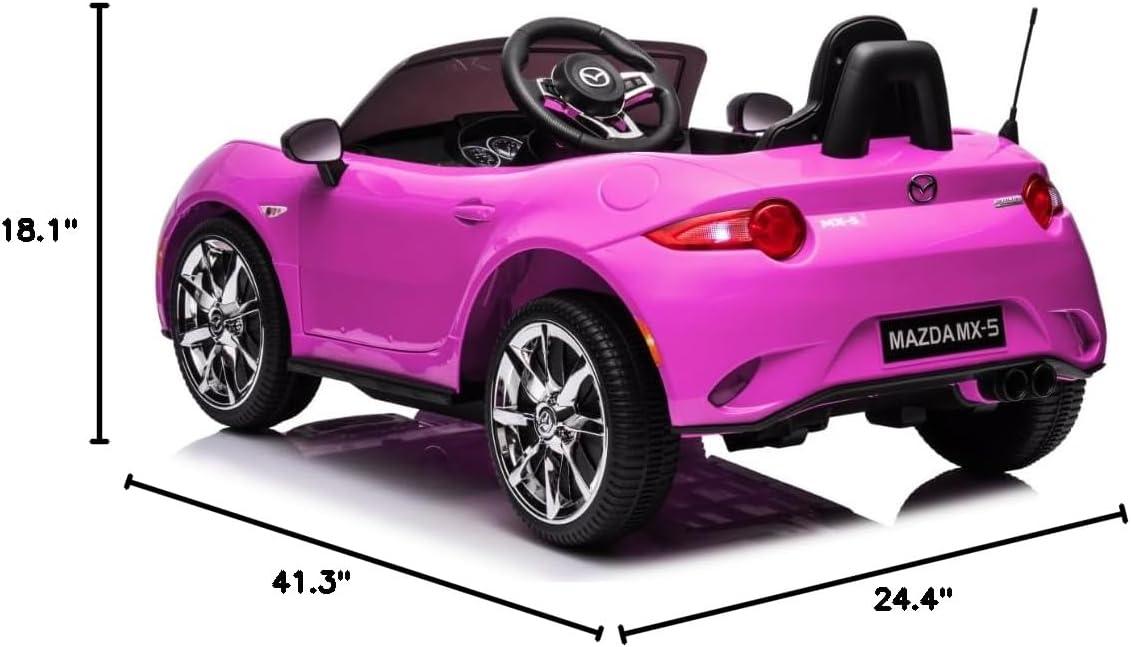 Coche para Niños, mazda mx-5 rf, Coche para Montar con Motor de 12 V con control remoto de 2,4 G, Coche de Juguete Eléctrico de Velocidad Ajustable para Niños de 3 a 6 Años, Blanco