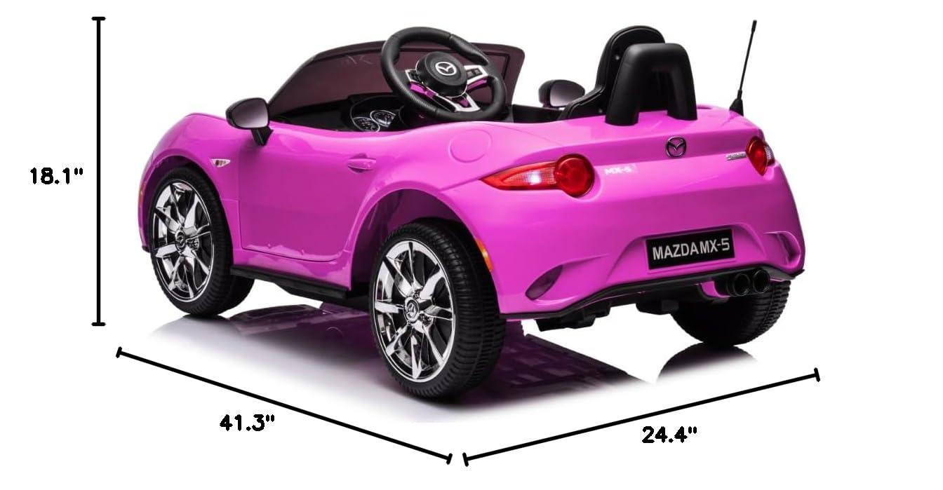 Coche para Niños, mazda mx-5 rf, Coche para Montar con Motor de 12 V con control remoto de 2,4 G, Coche de Juguete Eléctrico de Velocidad Ajustable para Niños de 3 a 6 Años, Blanco