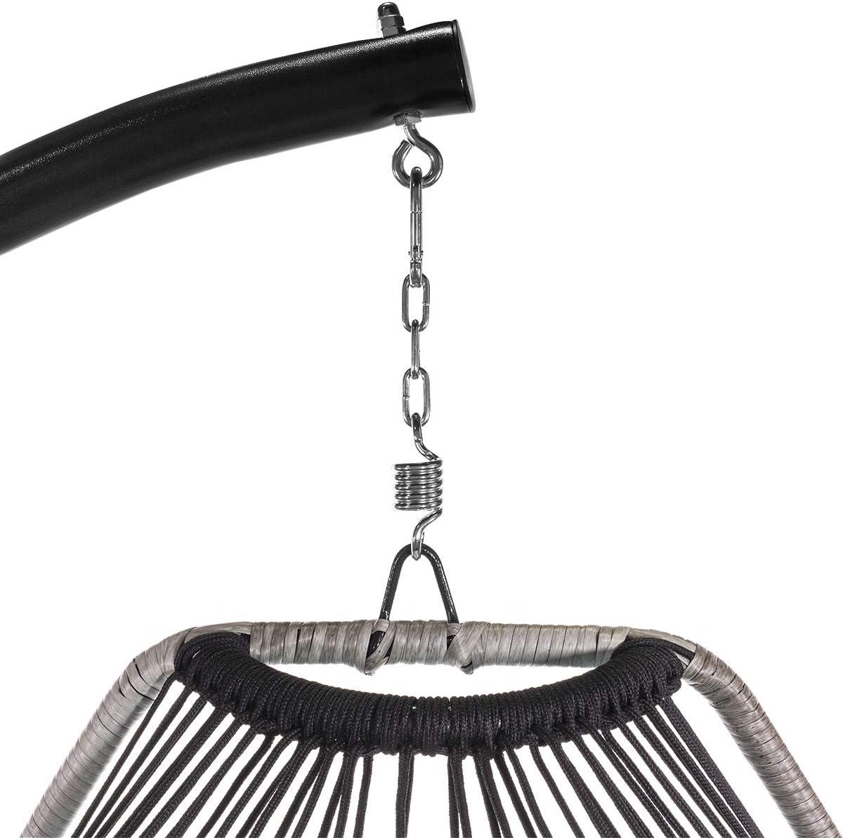 Barton Egg Swing Chair With Stand, Hanging Egg Chair Outdoor, Rattan Wicker Patio Hanging Basket Hammock Chair With Aluminum Steel Frame & UV Resistant Cushion For Indoor Bedroom Balcony, Aqua