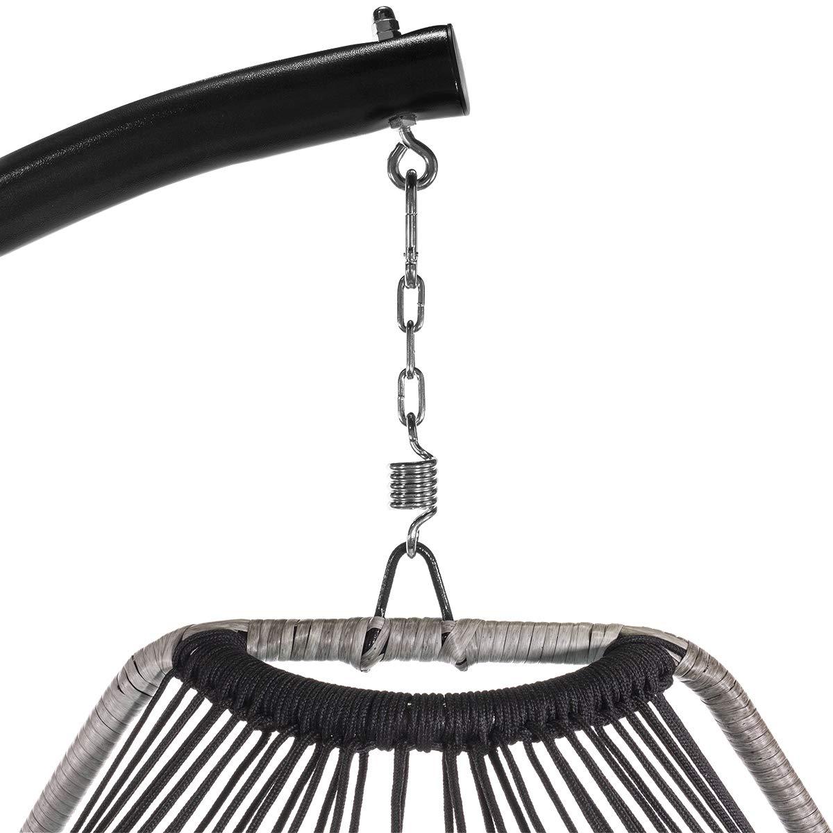 Barton Egg Swing Chair With Stand, Hanging Egg Chair Outdoor, Rattan Wicker Patio Hanging Basket Hammock Chair With Aluminum Steel Frame & UV Resistant Cushion For Indoor Bedroom Balcony, Aqua