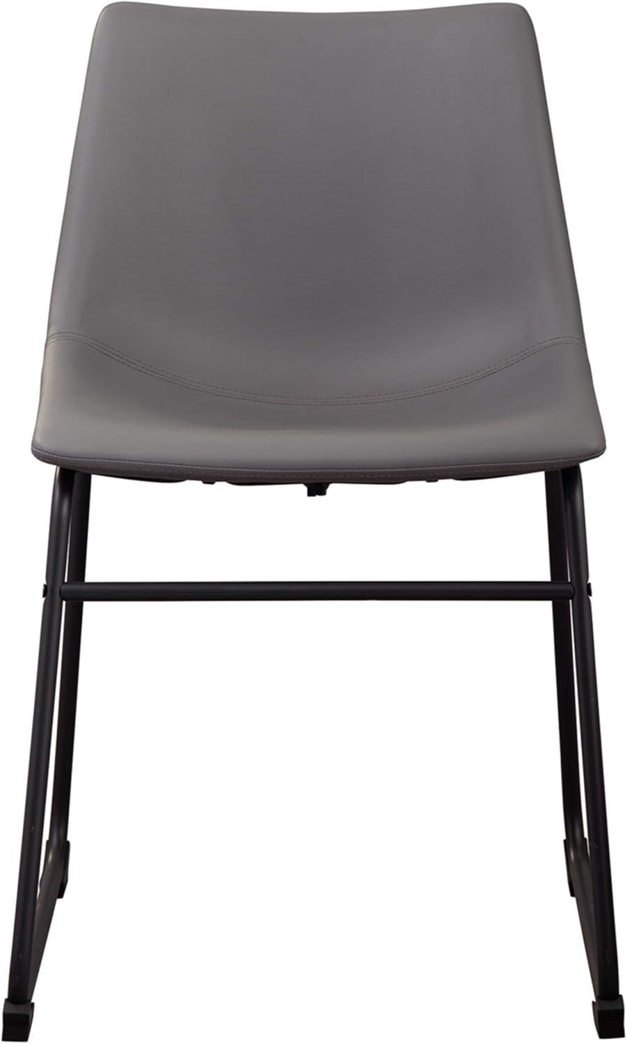 Centiar Mid-Century Gray Faux Leather Side Chair with Metal Base