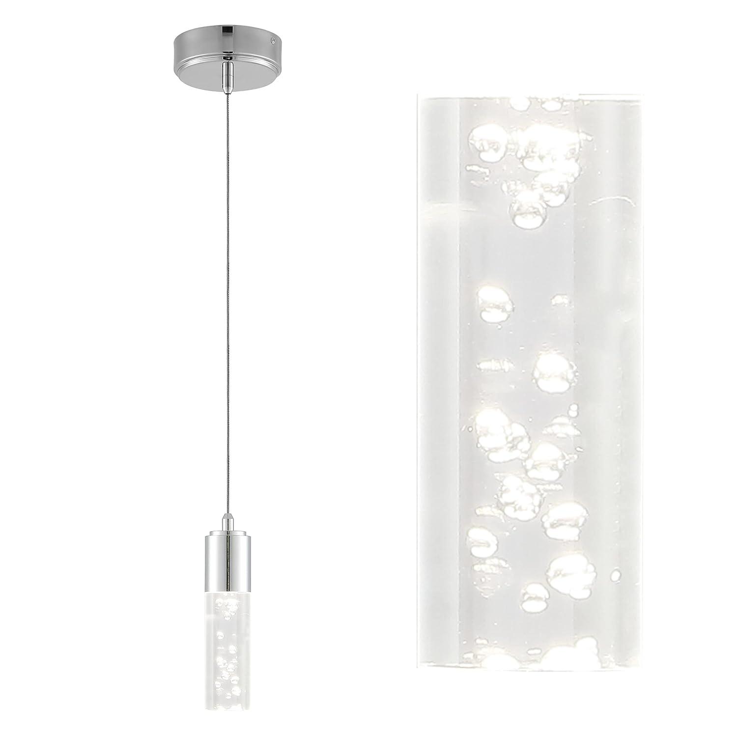 Bolha 4.75" 1-Light Bubble Acrylic/Iron Modern Minimalist Integrated LED Pendant, Chrome