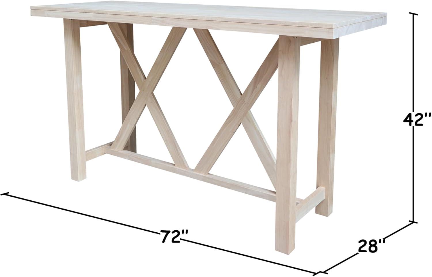 Paul Bar Height Table Unfinished - International Concepts: Solid Wood, 42" High, Rectangular, Seats 4