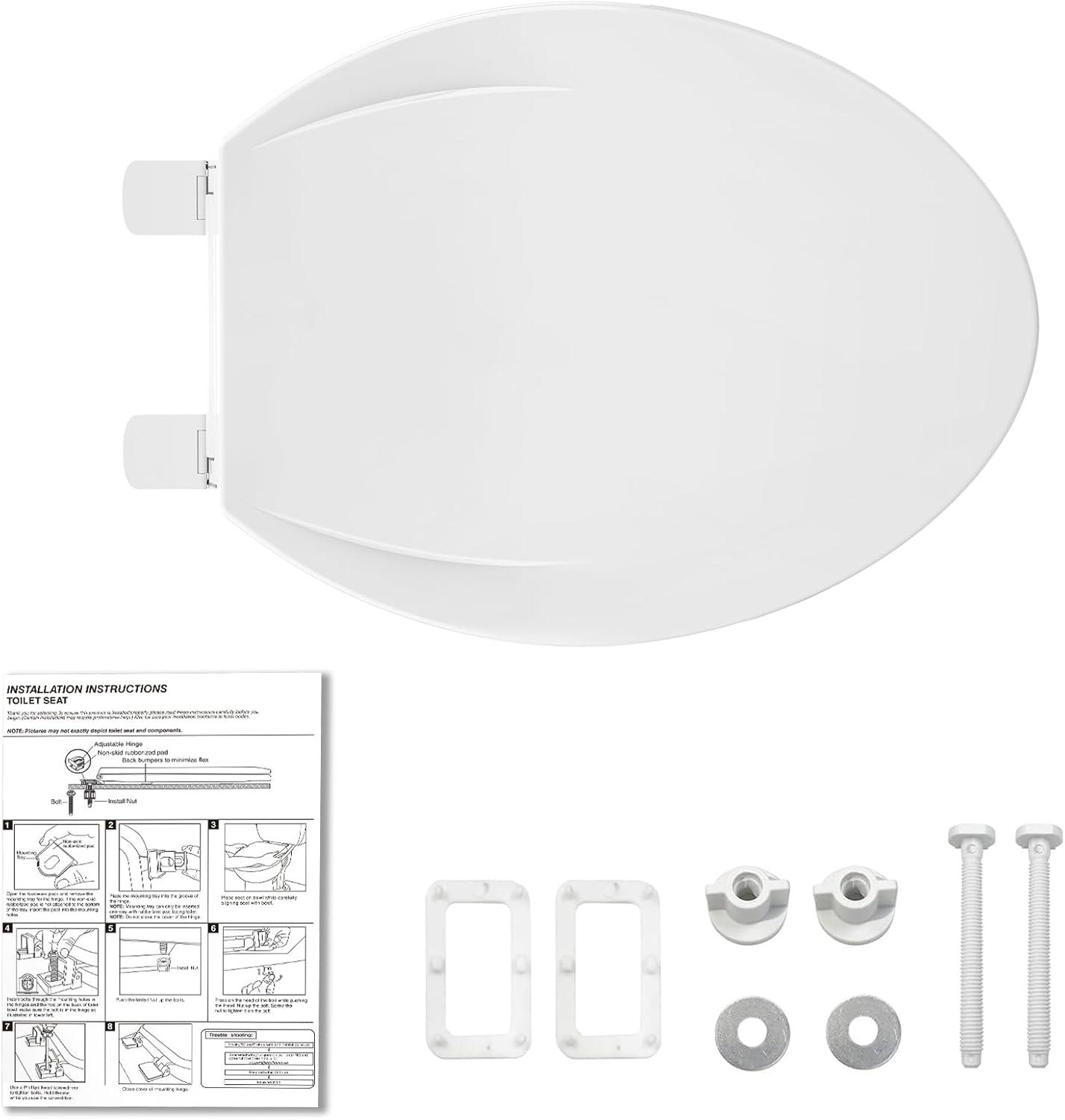 Danolapsi Elongated Toilet Seat with Built in Potty Training Seat,Quiet-Close Lid and Seat,Never Loosen,Potty Training Toilet Seat for Toddlers,Quick-Attach Hardware,Fits both Adult and Child