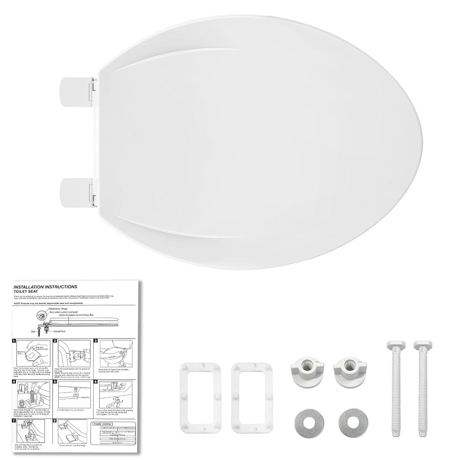 Danolapsi Elongated Toilet Seat with Built in Potty Training Seat,Quiet-Close Lid and Seat,Never Loosen,Potty Training Toilet Seat for Toddlers,Quick-Attach Hardware,Fits both Adult and Child