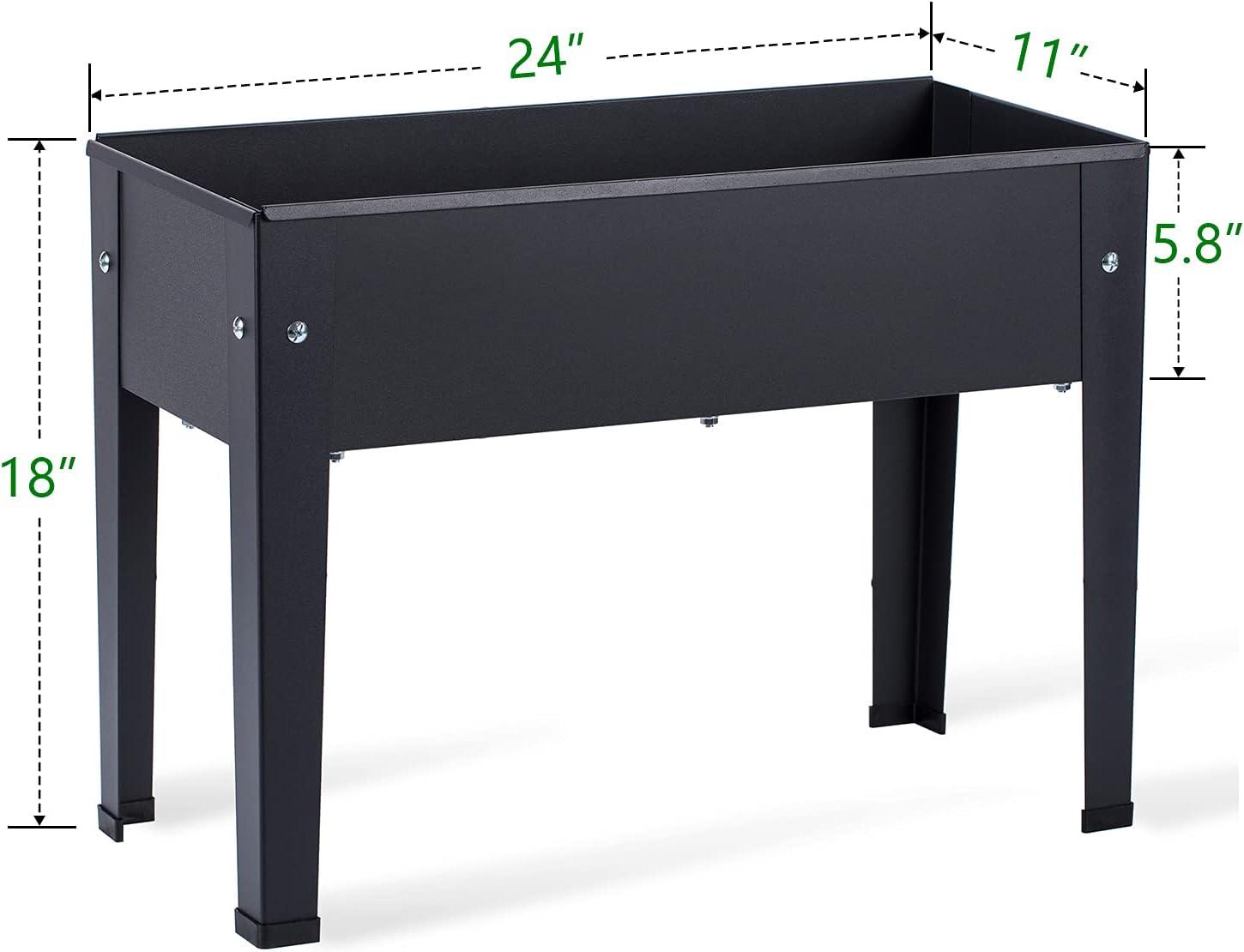 Frosted Black Steel Raised Garden Bed with Legs and Drainage Hole