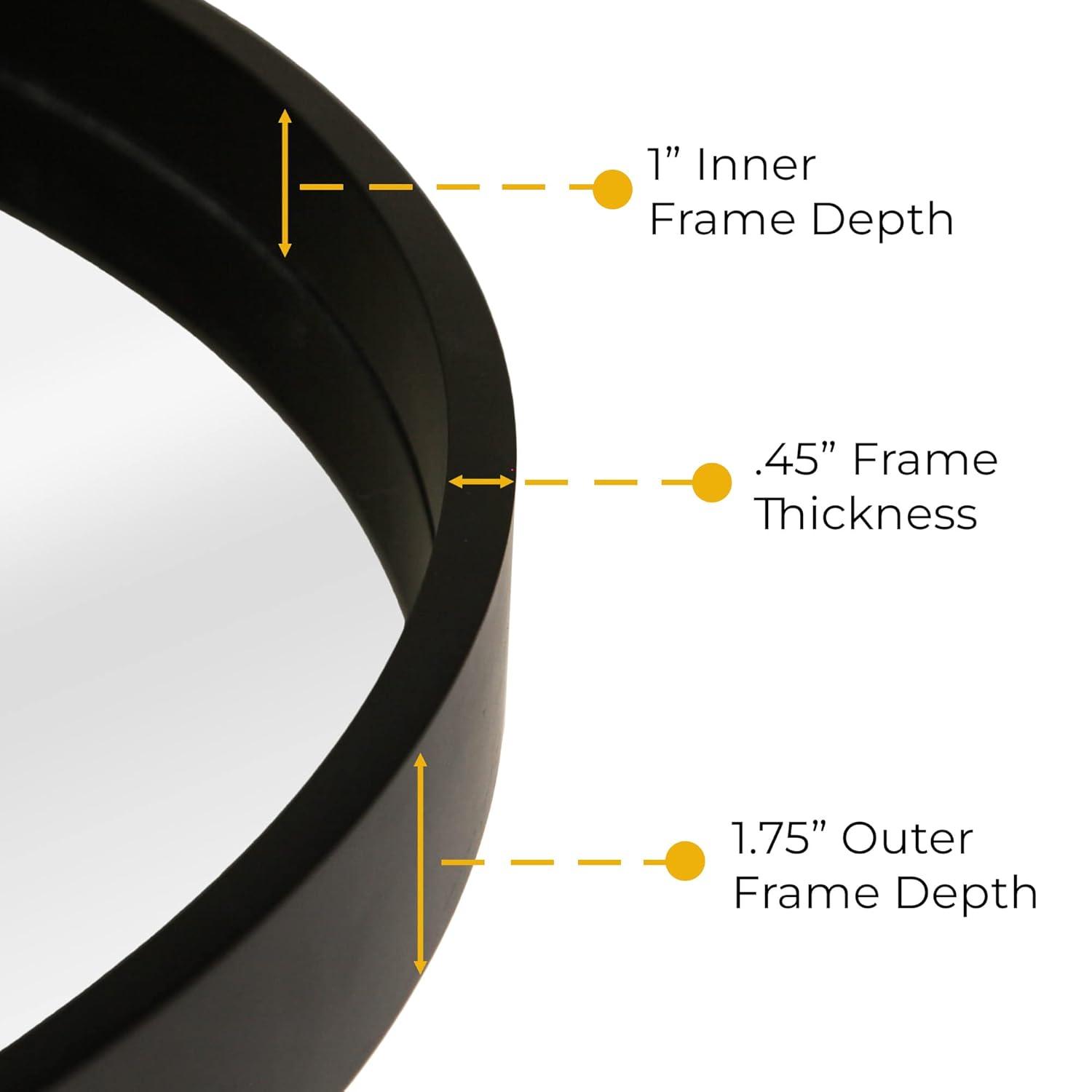 WallBeyond Classic Wooden Frame Farmhouse Round Wall Mirror Satin Black 24 inches Black