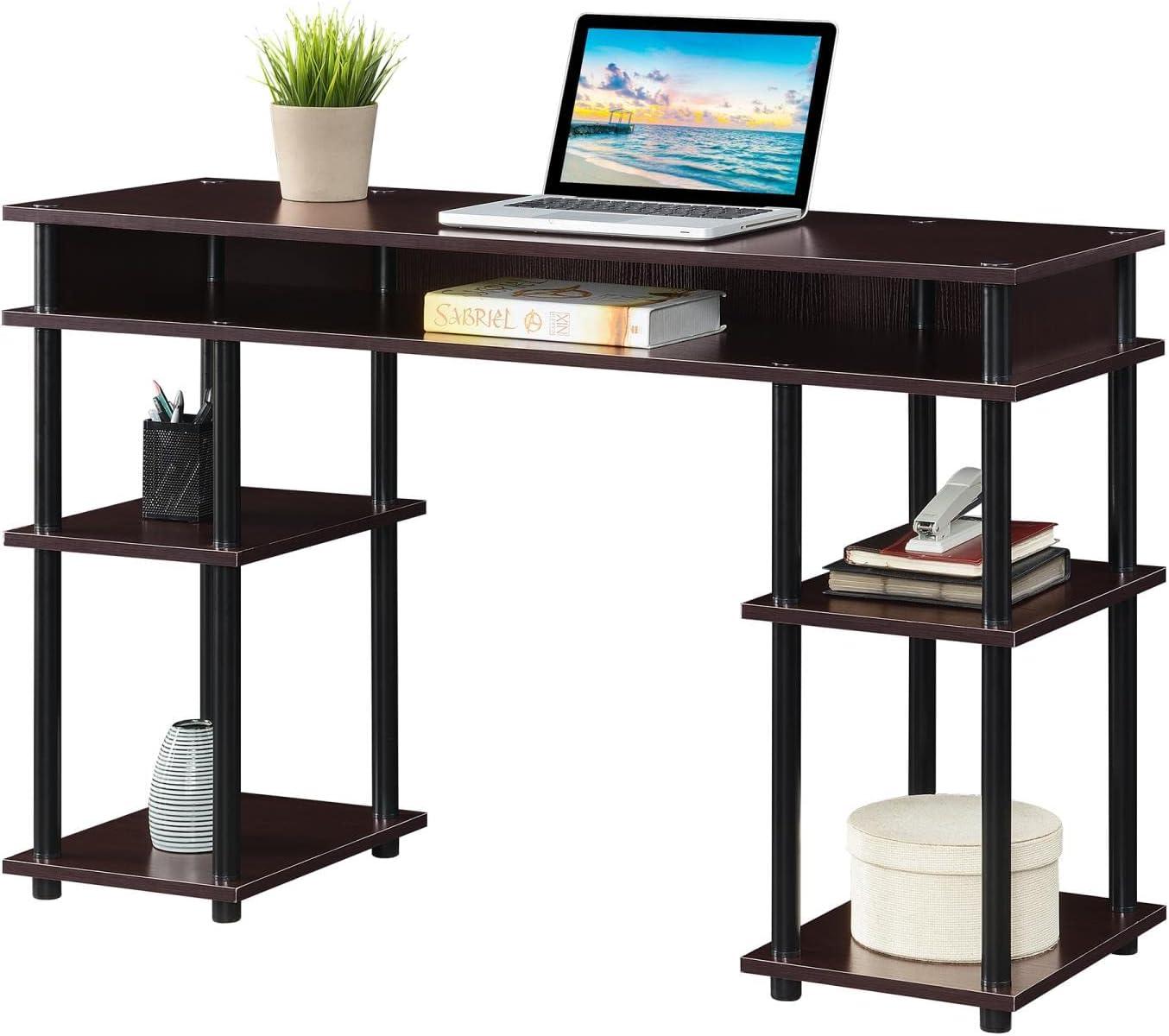 Convenience Concepts Designs2Go 30 inches Tall No Tools Student Desk with Shelves, Espresso/Black