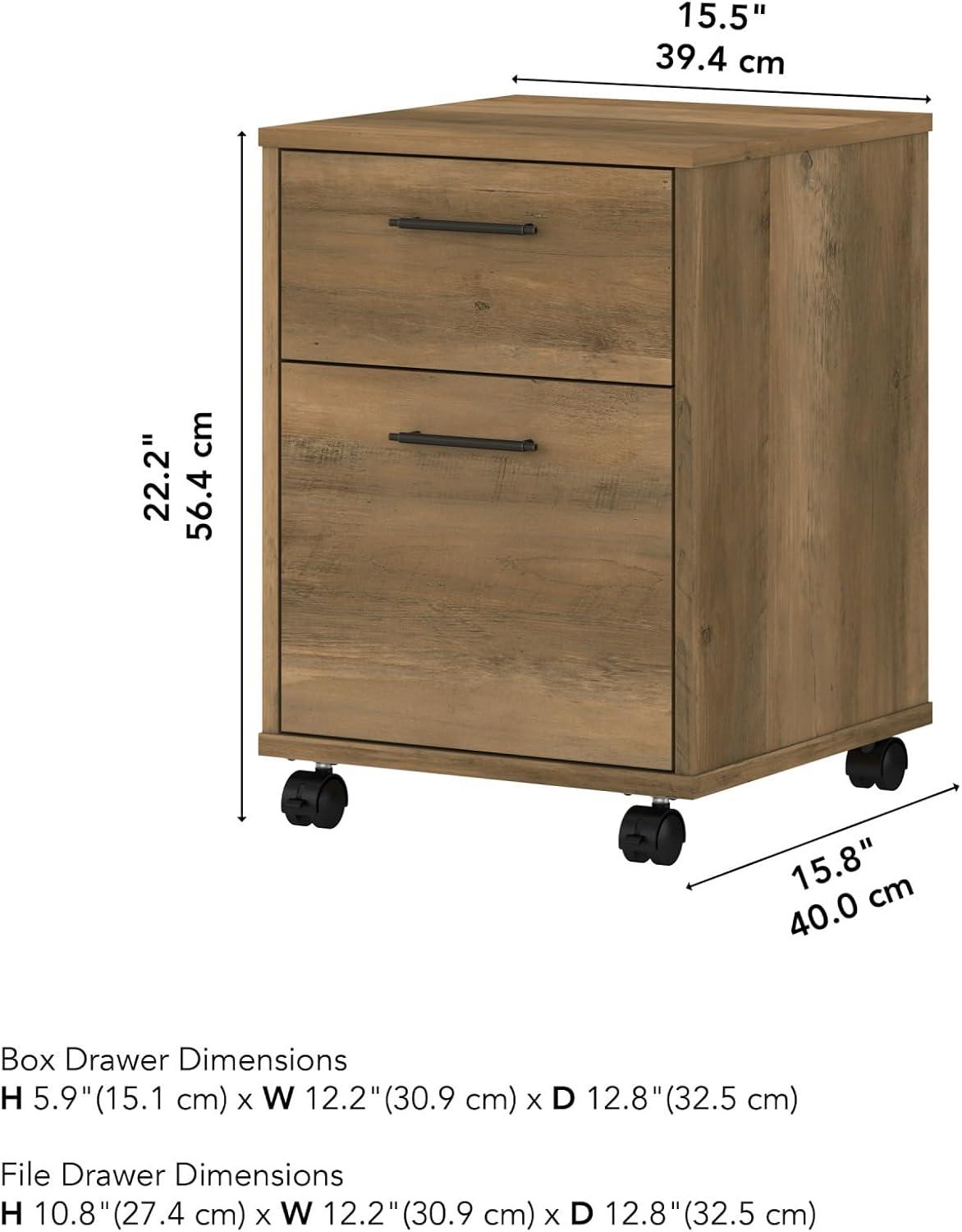 Bush Furniture Key West Mobile File Cabinet, 2 Drawer, Reclaimed Pine