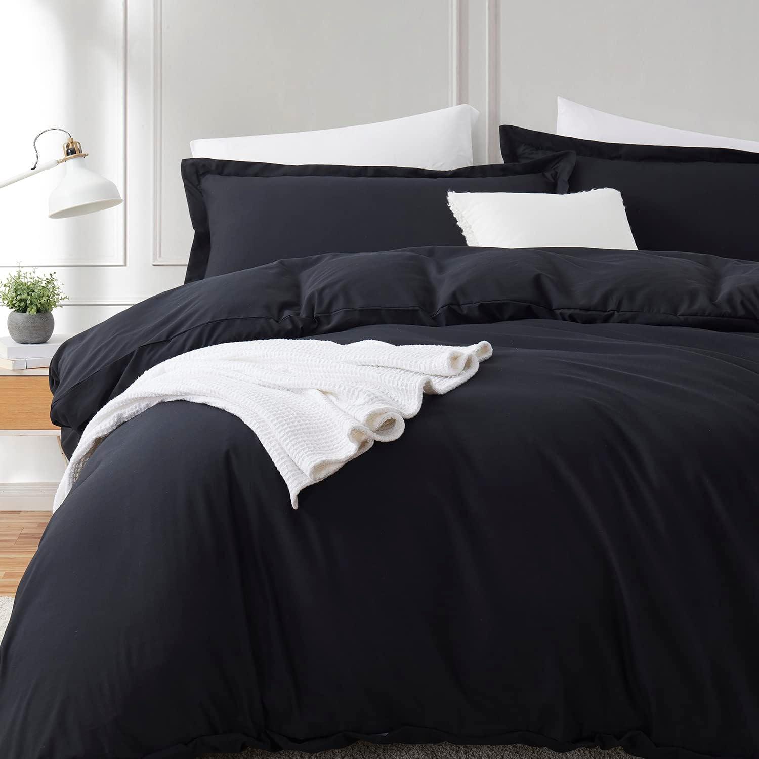 Full Black Double Brushed Duvet Cover Set by Bare Home