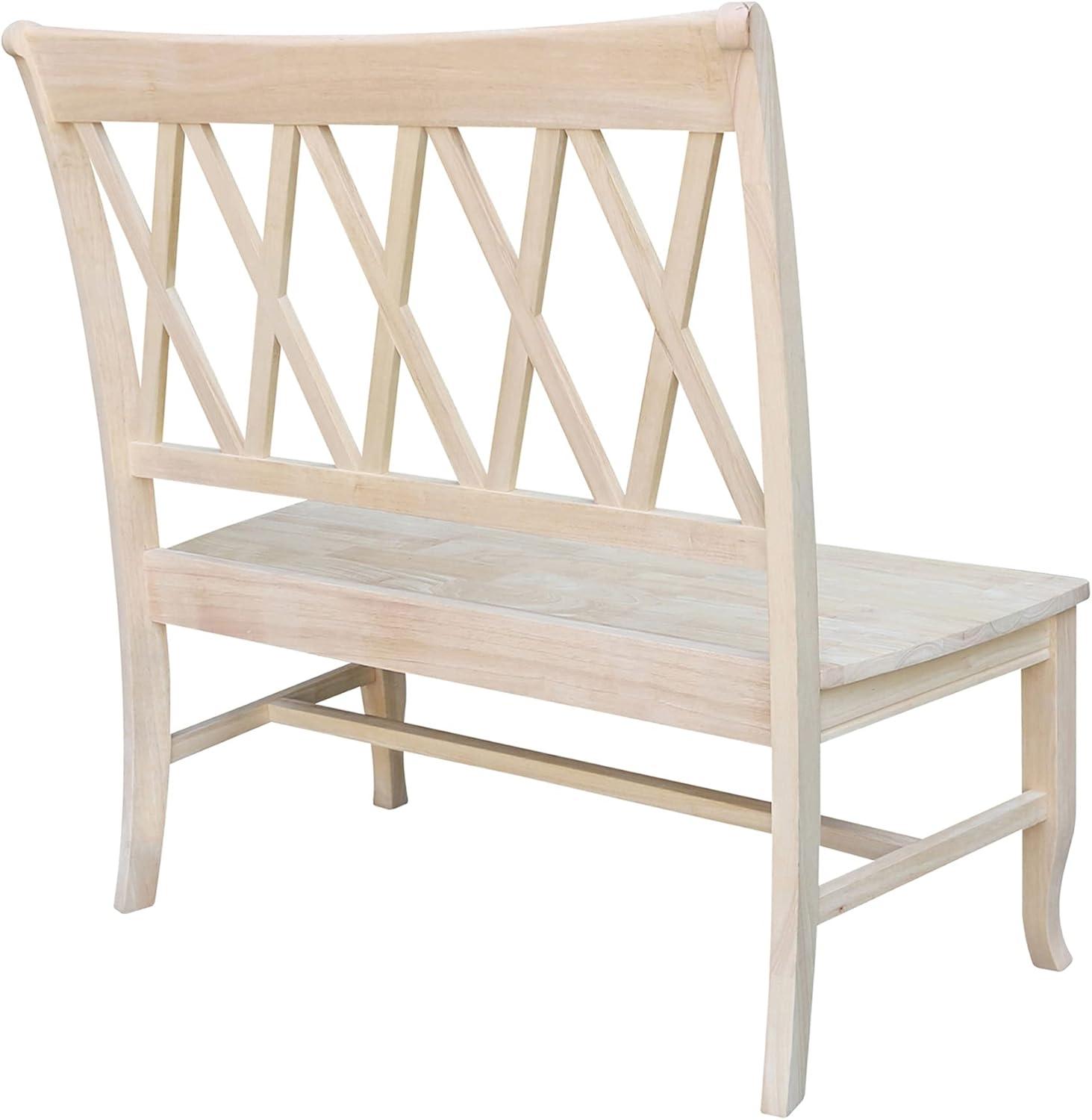 International Concepts Double X - Back Bench - Unfinished : Hardwood Rectangular Dining & Kitchen Seating