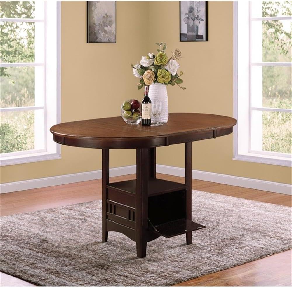 Bowery Hill Extendable Wood Counter Height Dining Table in Chocolate