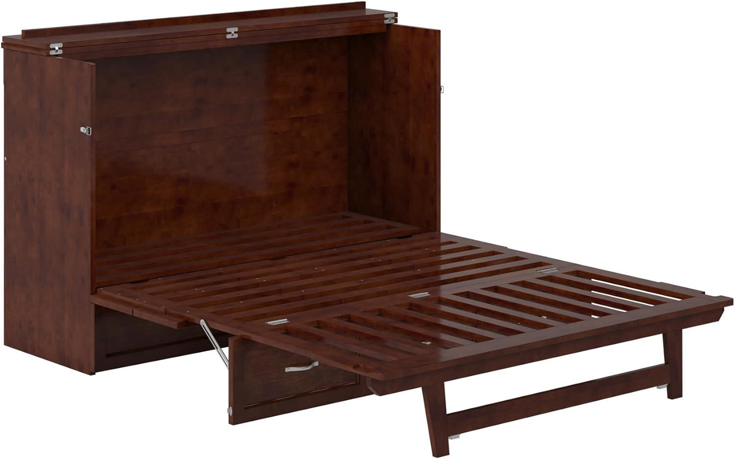 Queen Northfield Murphy Bed Chest Walnut - AFI: Hardwood Frame, Built-In USB Ports & Storage Drawer