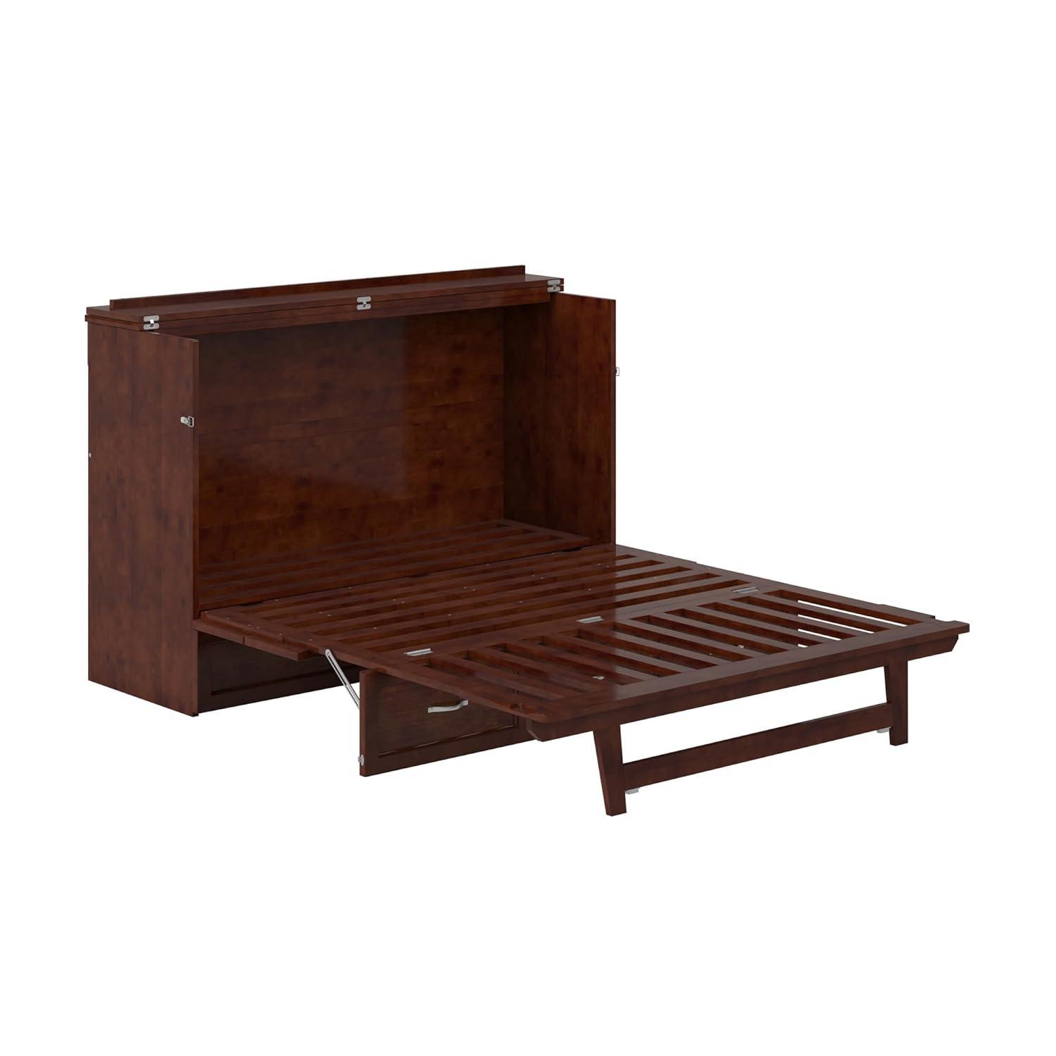 Queen Northfield Murphy Bed Chest Walnut - AFI: Hardwood Frame, Built-In USB Ports & Storage Drawer