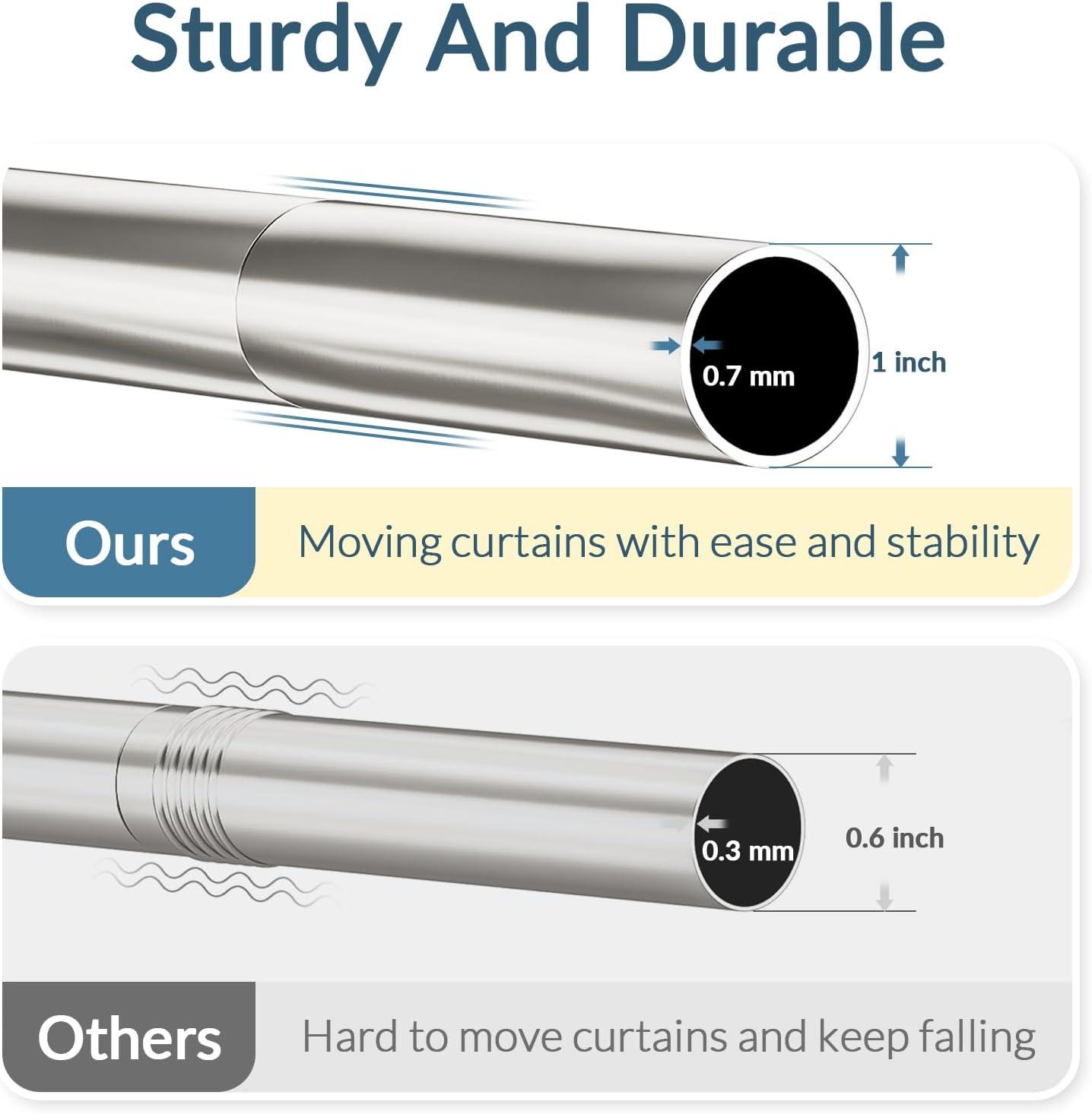 Ktinnead Tension Shower Curtain Rod - Adjustable Spring Tension Rod Rust Resistant No Drilling Anti-Slip Bar for Windows / Shower, 304 Stainless Steel, 43" to 73".