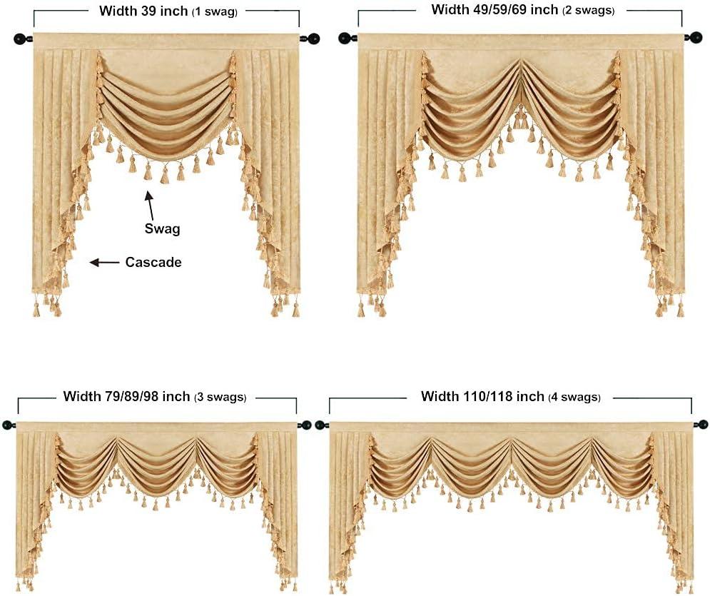 Gold Chenille Waterfall Valance with Rod Pocket