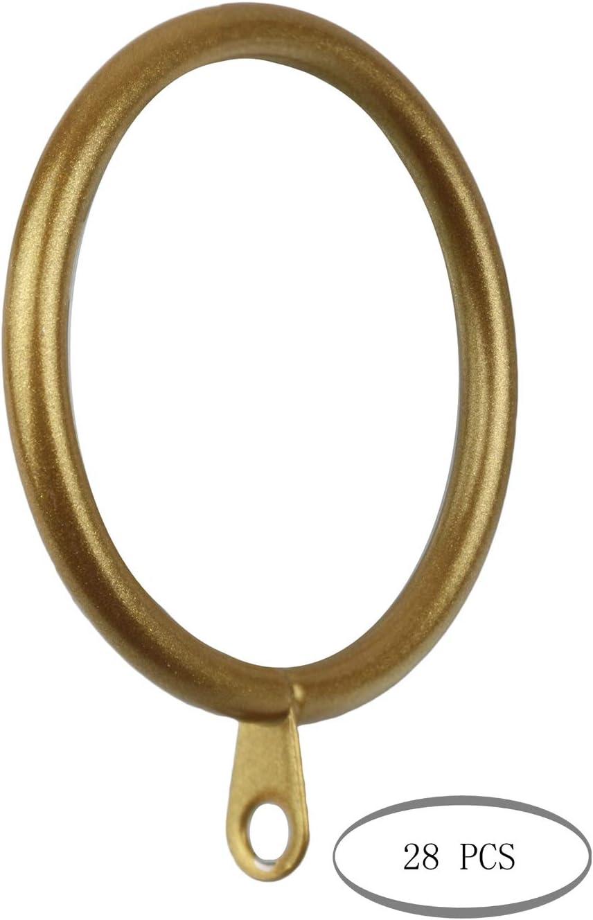 Gold 1.5-Inch Metal Curtain Rings with Eyelets, Set of 28