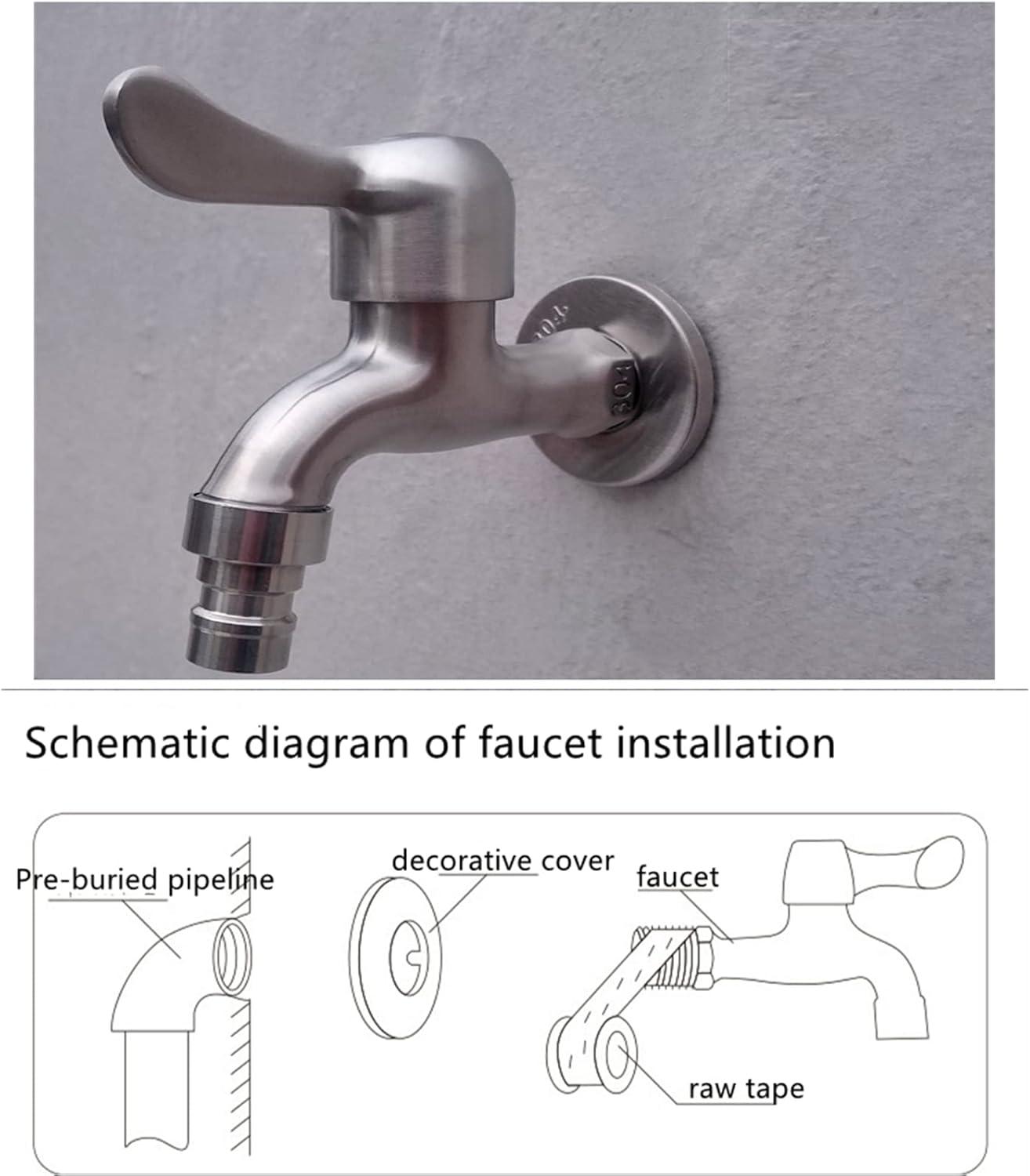 Polished Stainless Steel Wall Mounted Garden Faucet