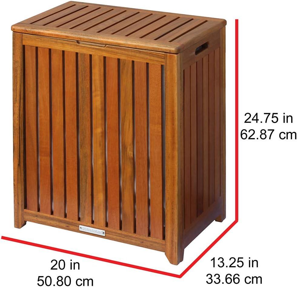 Oceanstar Solid Wood Spa Hamper, Brown Color, Age Group Adult, 20 L x 13.25 W x 24.75 H inches