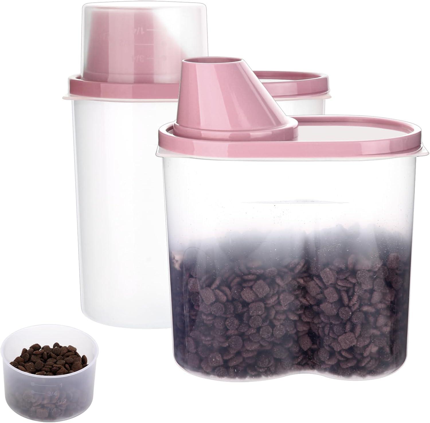 GreenJoy Pet Food Container Dog Cat Food Storage with Measuring Cup GreenJoy 2 Pack 2lb/2.5L