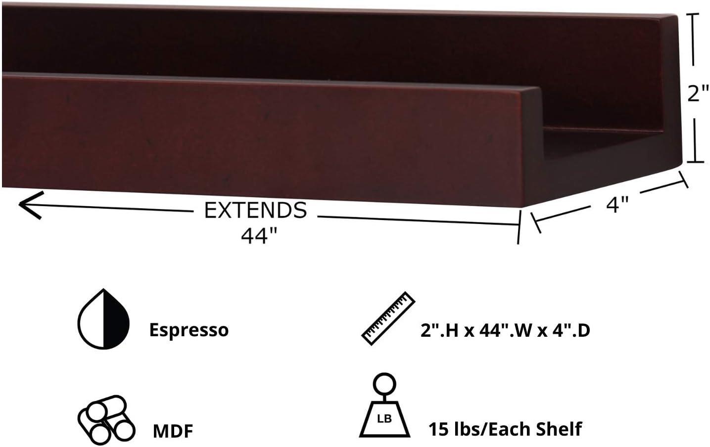 kieragrace KG Modern  Edge Frame Ledge  Set of 2 Espresso Engineered Wood