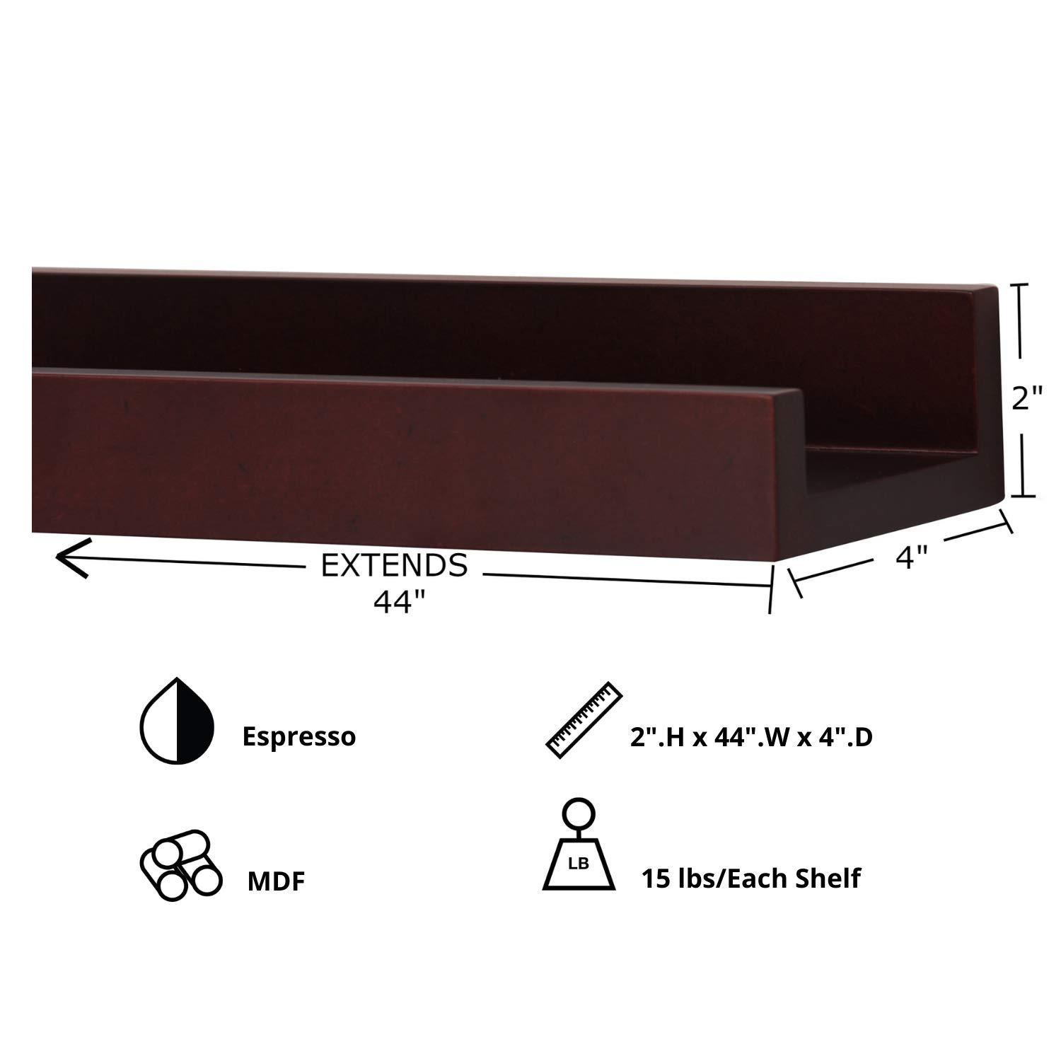 kieragrace KG Modern  Edge Frame Ledge  Set of 2 Espresso Engineered Wood